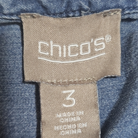 Chicos Chambray Pullon Blouse Loosefit Flowy Women's XL - Picture 6 of 9